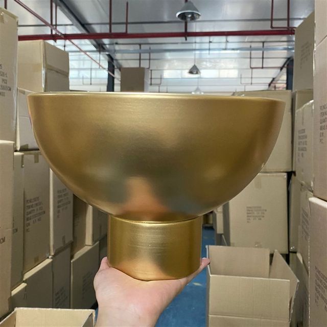 Simple high-leg orchid pot, golden iron wide-mouth flower pot, festival decoration, butterfly orchid pot, home gardening flower pot