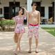 
Couple swimsuit men's and women's suit ethnic style plus size slimming beach pants one-piece skirt style conservative boxer briefs swimming suit