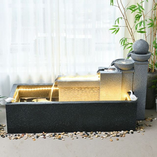 
European-style creative circulating ball flowing water ornaments home indoor fountain fortune fish pond craft Z-grade porch landscaping
