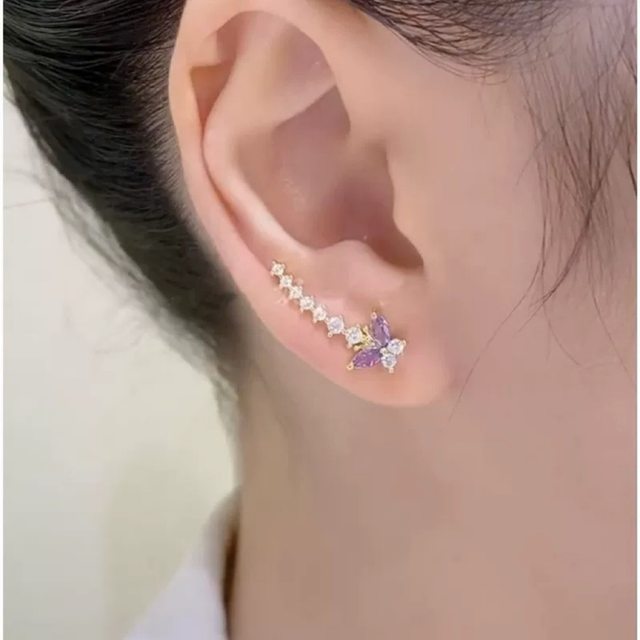 
Design sense, niche temperament, elegant purple butterfly earrings, light luxury and versatile_WF