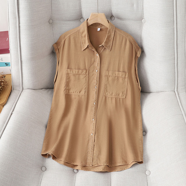 Drooping breathable sleeveless Tennis denim shirt for women's thin summer Korean casual and versatile loose white shirt top