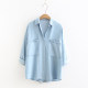Tennis denim shirt for women in spring and summer new Korean style slim mid-sleeved loose versatile jacket base shirt top trendy