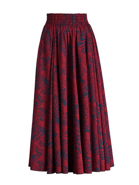 2025 autumn and winter new high-waisted A-line long skirt for women with women's printed versatile middle-aged large-size dance skirt big umbrella skirt