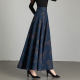 Autumn and winter printed skirt for women 2025 new high-waisted large size mid-length A-line large hem skirt draped and slim long skirt