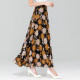 Summer new versatile chiffon skirt female retro high waist A -line long skirt big size dancing skirt