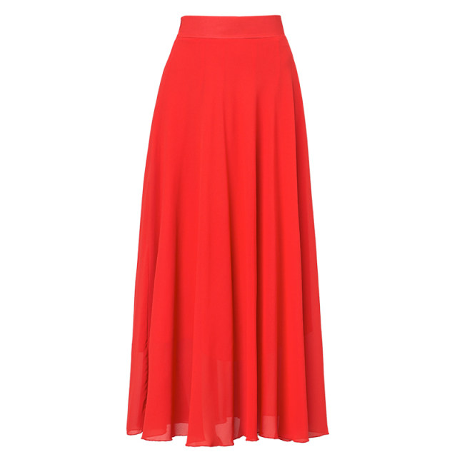 2025 summer new zipper long skirt fairy slim apart beach vacation A-line skirt high-waisted chiffon skirt
