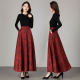 Women's autumn and winter 2025 new retro red printed A-line long skirt high waist large size draped dance skirt