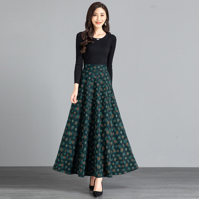 2025 Spring and Autumn New Half-length Skirt Print High Waist Slim Large Size Large Size Dangling Versatile A-line Skirt Women's Skirt