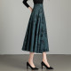 2025 Spring and Autumn New Printed Drooping Skirt for Women High Waist Slim Large Size Over-Knee A-line Skirt Large Swing Mid-Long Skirt
