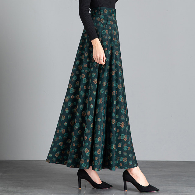 2025 Spring and Autumn New Half-length Skirt Print High Waist Slim Large Size Large Size Dangling Versatile A-line Skirt Women's Skirt