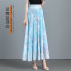 
2025 summer new retro embroidered high waist a-line skirt chiffon skirt long skirt women's dancing skirt big twill twill skirt