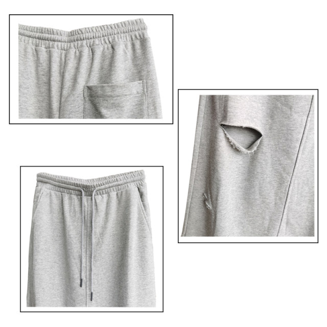 2025 summer gray high-waist casual skirt for women with large size drawstring elastic waist ripped sports versatile midi skirt
