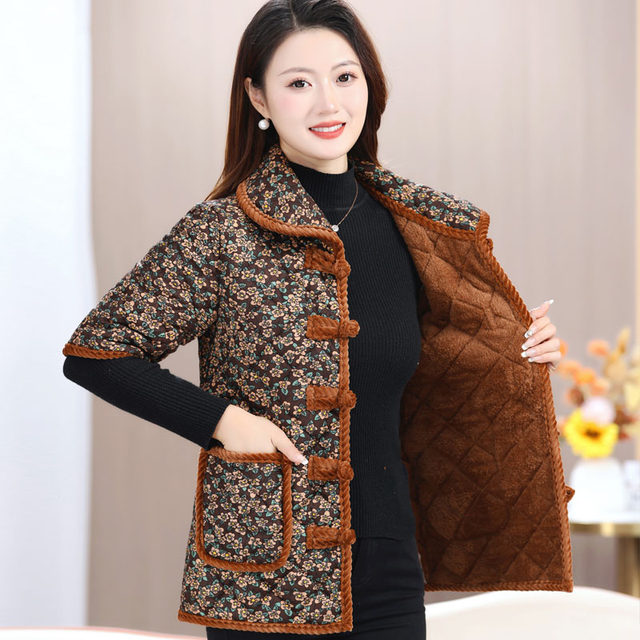 Short-sleeved cotton coat and velvet vest for women, autumn and winter outer wear, mother's wear, half-sleeved cotton jacket, middle-aged and elderly grandmother's vest jacket