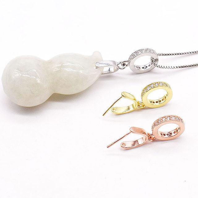 Melon seed buckle long needle jade pendant clip buckle DIY jade jade buckle head plated 24K gold necklace Ruyi copper coin pendant clip buckle