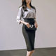 Black professional skirt mid-length high waist hip straight skirt suit one-step skirt pencil skirt work bag skirt