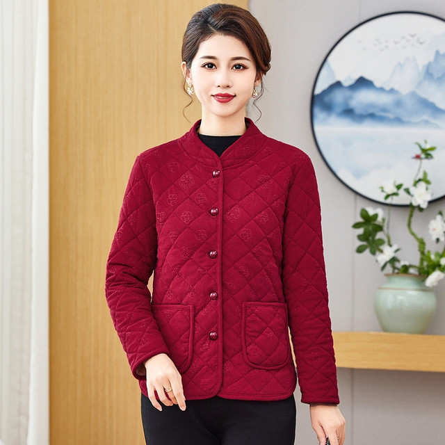 Middle-aged mother with velvet thickened cotton coat coat corduroy cotton coat 2025 winter middle-aged and elderly women's cotton jacket inner liner
