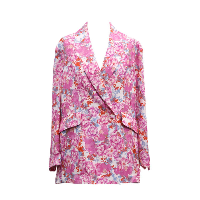 J/NINA Fashion Printed Suit Jacket Women's Summer New Fashion Casual Top Retro Fashion Trendy