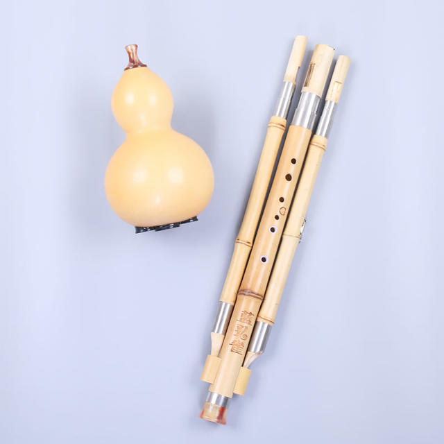 Blue Peacock Golden Bamboo Professional Seven Holes Wide Range Hulusi B Flat G Yunnan Musical Instruments Exclusive