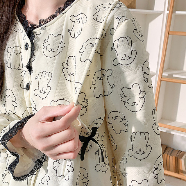 Air cotton confinement clothes autumn and winter style postpartum pure cotton thickened maternity pajamas for pregnant women in November