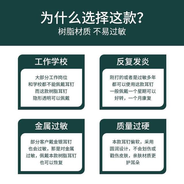 
Resin ear sticks for women, suitable for new ear piercings, invisible anti-blocking plastic ear needles, student earrings, transparent ear sticks, anti-inflammatory