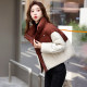 Contrast color knitted shawl down jacket 2024 winter new European station loose thickened white duck down jacket bread coat
