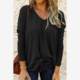 European and American style spring and autumn new V-neck blue loose pullover casual knitted long-sleeved T-shirt Women's T-shirt