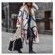New autumn large-size women's clothing European and American style casual loose slim printed windbreaker lapel woolen coat coat
