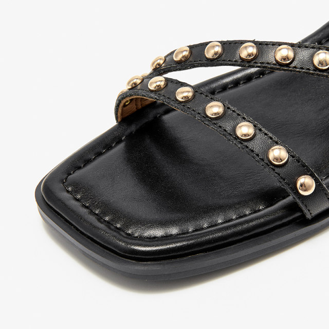 BeauToday French strap sandals for women in summer can wear sandals Roman sandals women's shoes flat sandals