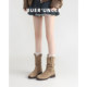 Sheepskin version! Inner heightened boots for women 2025 new Maillard retro rough heel folds piled western Martin boots