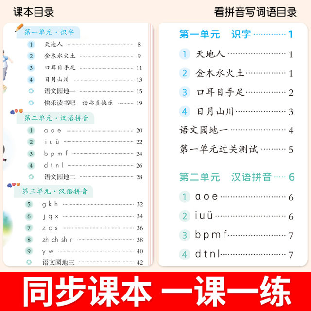 Read the Pinyin and Writing Words Grade 1, Grade 2, Grade 3, Grade 5, Grade 1, Volume 2, Chinese People's Education Edition Primary School Phonetic New Words Pinyin and Spelling Words Chinese Characters Special Strengthening Training People's Education Edition Dictation Paper Expert Synchronous Exercise Book