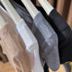 Grey big round neck knitted T-shirt for women short-sleeved 2025 new low-neck inner bottoming shirt for women thin half-sleeved top