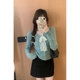 French style V-neck lace bow lace-up bottoming sweater for women in autumn and winter slim fit inner sweater top