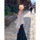 French sweet bow polka dot long-sleeved shirt for women in summer design niche loose doll shirt off-shoulder top
