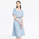 xg Xue Ge Square Neck Short Sleeve Dress Women's 2024 Summer New Commuting Casual Mid-Long Skirt XJ204044A521