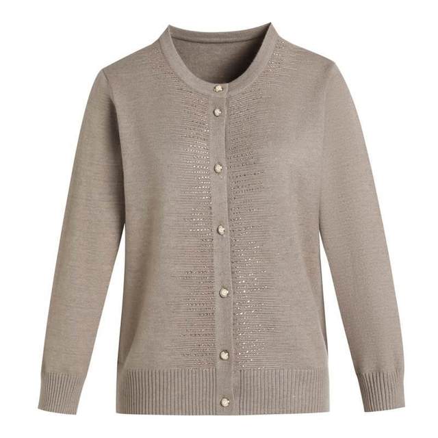 Middle-aged and elderly women's autumn knitted thin cardigan fashionable sweater coat 50-year-old mother's spring and autumn sweater short jacket
