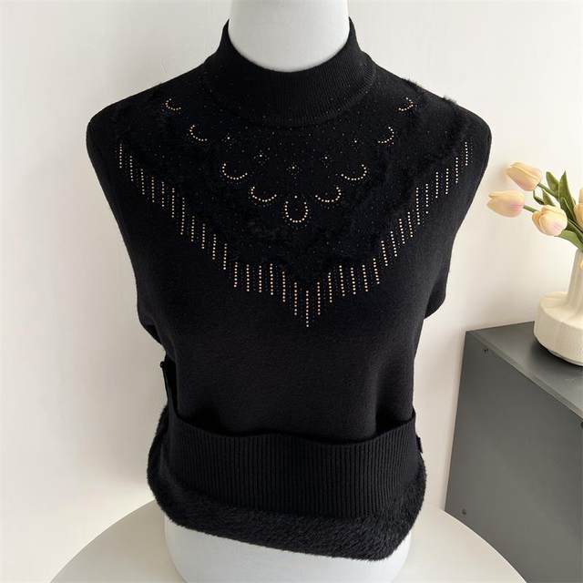 Mom's winter velvet thickened sweater bottoming shirt grandma's warm top middle-aged and elderly women's autumn and winter knitted sweater