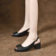 
2025 New Summer Women's Shoes Fish Mouth Thick Heel Sandals Women's Summer Fashion Temperament Back Hollow Single Shoes Medium Heel Genuine Leather Shoes