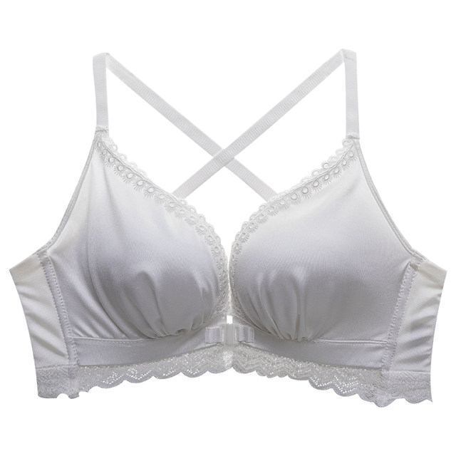 Flat chest airport with large and thickened 5CM front button underwear for women with crossed back and white small breasts gathered bra