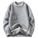 Random walks winter men's fake two-piece round neck loose pullover sweater trendy brand trendy high-end base shirt knitted sweater