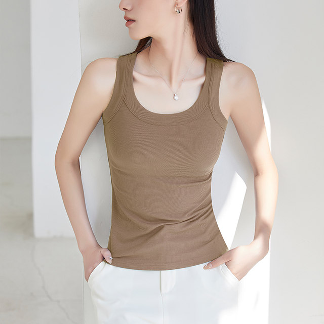 Vest for women, spring and summer bottoming shirt with suit, beautiful back and outer wear, white sleeveless, breast-covering, long suspender top