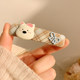 Cute puppy bow fabric hairpin female high-end side clip side bangs broken hair BB clip hairpin headwear