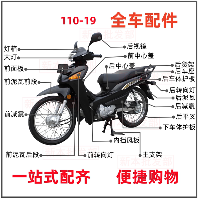Applicable to the new continents Honda SDH110-19 Mighty 110 shell, full car shell plastic parts, headlights turn to light panel