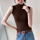 Half turtleneck sleeveless vest for women 2025 early autumn new solid color slim fit inner top with matching shirt