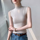 Half turtleneck sleeveless vest for women 2025 early autumn new solid color slim fit inner top with matching shirt