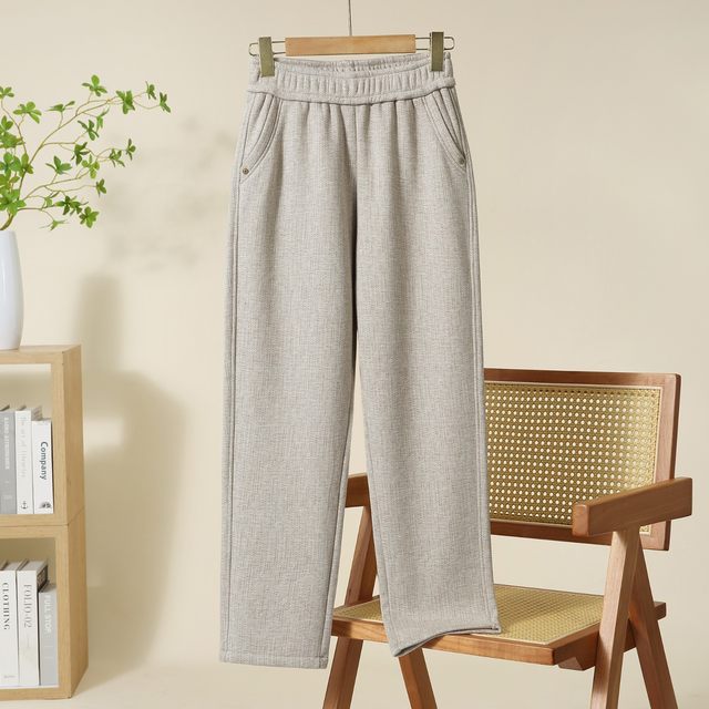 Middle-aged and elderly pants for women in autumn clothes, spring and autumn plus velvet thickened casual pants, mother-in-law, grandma, straight pants, mother warm trousers