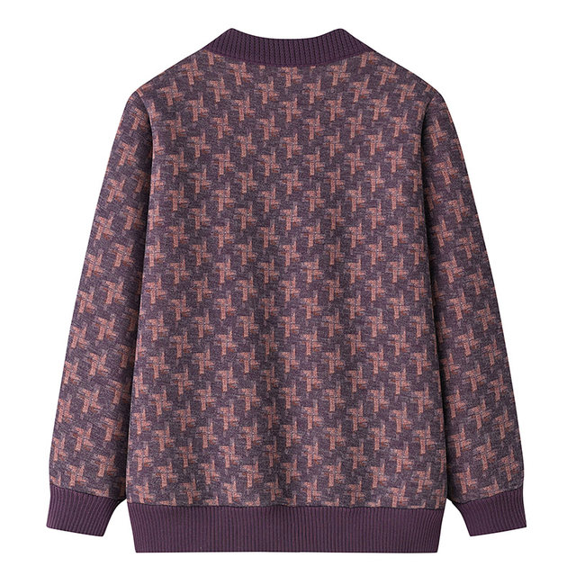 Middle -aged and elderly mother jacket autumn and winter sweater jacket 80 Old women's knitted cardigan grandma wear winter clothes plus velvet