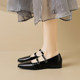 Pointed toe Mary Jane shoes for women 2025 new spring and autumn French soft sole retro leather shoes flat single shoes large size women's shoes