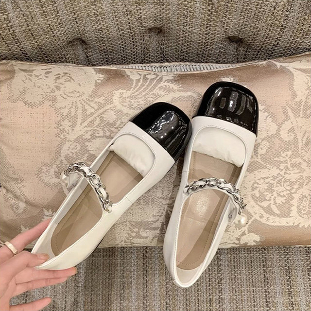 French one-strip Mary Jane shoes for women 2025 new summer flat-sole single-mouth shoes small leather shoes large-size women's shoes