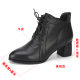 Leather boots large size women's shoes 41 to 43 autumn and winter new large women's boots high -heeled rough boots leather shoes side zipper
