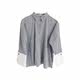 Korean striped loose long-sleeved women's shirt pure cotton gray slim Korean version OL women's foreign trade new style 0779